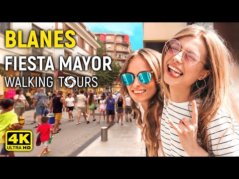 4K Blanes (Catalonia, Spain) Fiesta Mayor Walking Tour • July 2022