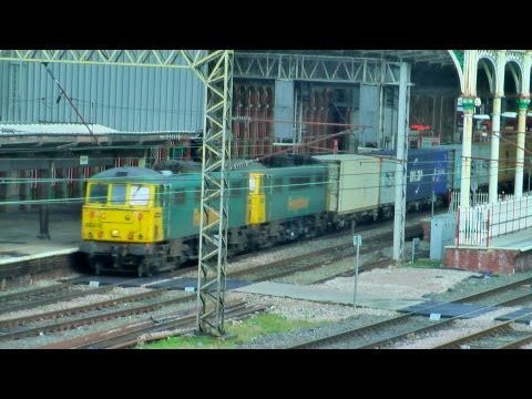 Freightliner's 86612 and 86604 pass Preston with the late running 4M72 05-02-13
