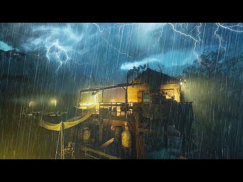 A lonely hunter's cabin where rain and the sound of distant thunder for sleep | Rain ASMR, Relax