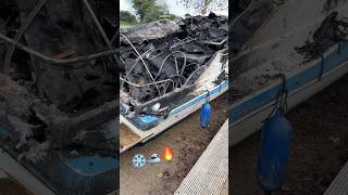 The weather outside is frightful but the fire damaged boat was so delightful. ❄️🛥️🔥