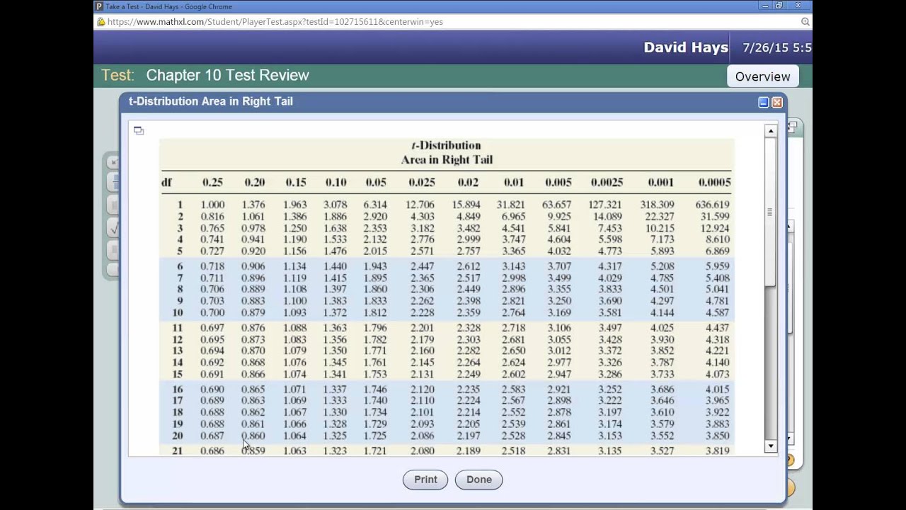 Elementary Statistics - Chapter 10 Test Review