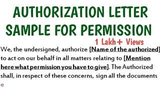Sample Letter of Authorization Giving Permission | Authority Letter