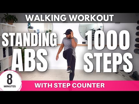 8 Minute Standing Abs | 1000 Steps at Home | Walking Workout