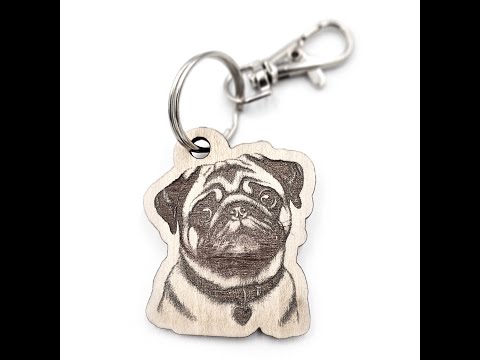 Pug Shaped Wooden Keyring