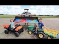 Filling our tractors with TONS of water balloons | Tractors for kids