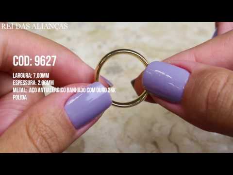 Alianças de Aço Banhada em Ouro 24k com 7mm Cód. 9627 - Volpi Joias