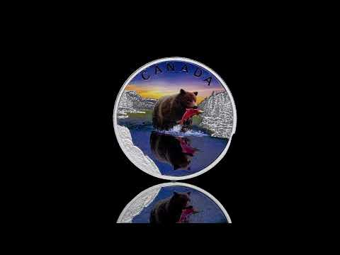 2024 CANADA GRIZZLY BEAR Wildlife Reflections $20 1oz .9999 Pure Silver Coin