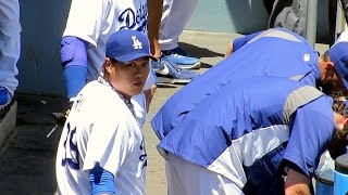 preview picture of video 'Hyun-jin Ryu Takes Mound Last Game at Dodger Stadium 7-13-14'