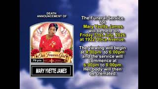 Mary Yvette James ~ Short Obituary