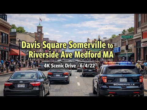 🚗 Davis Square Somerville to Riverside Ave Medford MA | 4K Scenic Drive - 6/4/22
