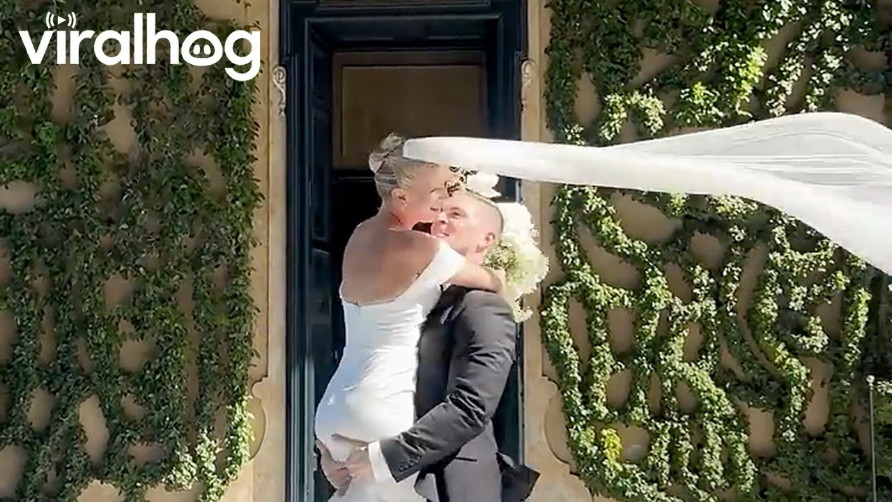 Wind Blows Away Bride's Veil || ViralHog