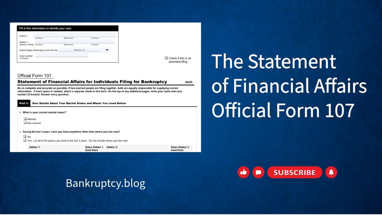 Statement of Financial Affairs on the Bankruptcy Petition