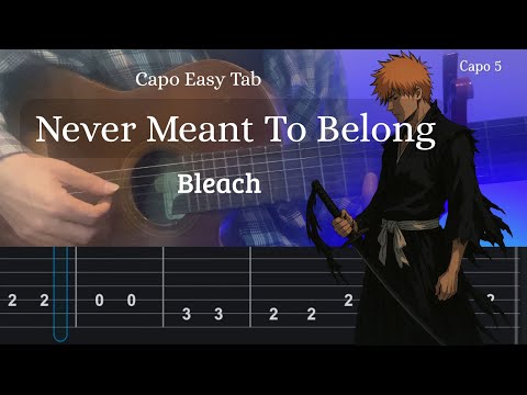 Never Meant To Belong - Bleach OST (Capo Easy Tab) Fingerstyle Guitar 