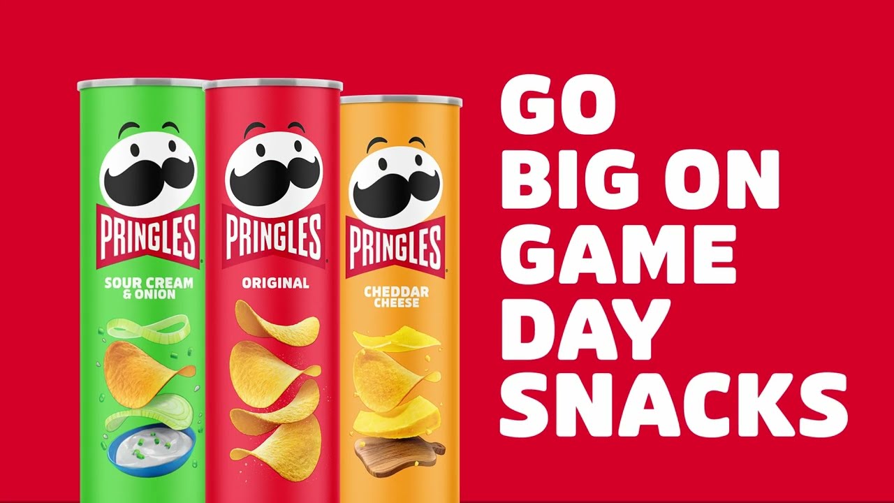 Three Pringles cans with the tagline - Go big on game day snacks - next to it.