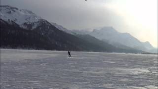 preview picture of video 'Snowkiting and Carving in the Engadin 2012'