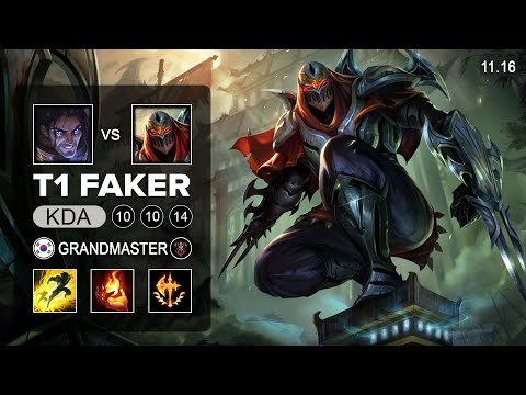 T1 Faker Zed Mid vs Sylas - KR Challenger Patch 11.16