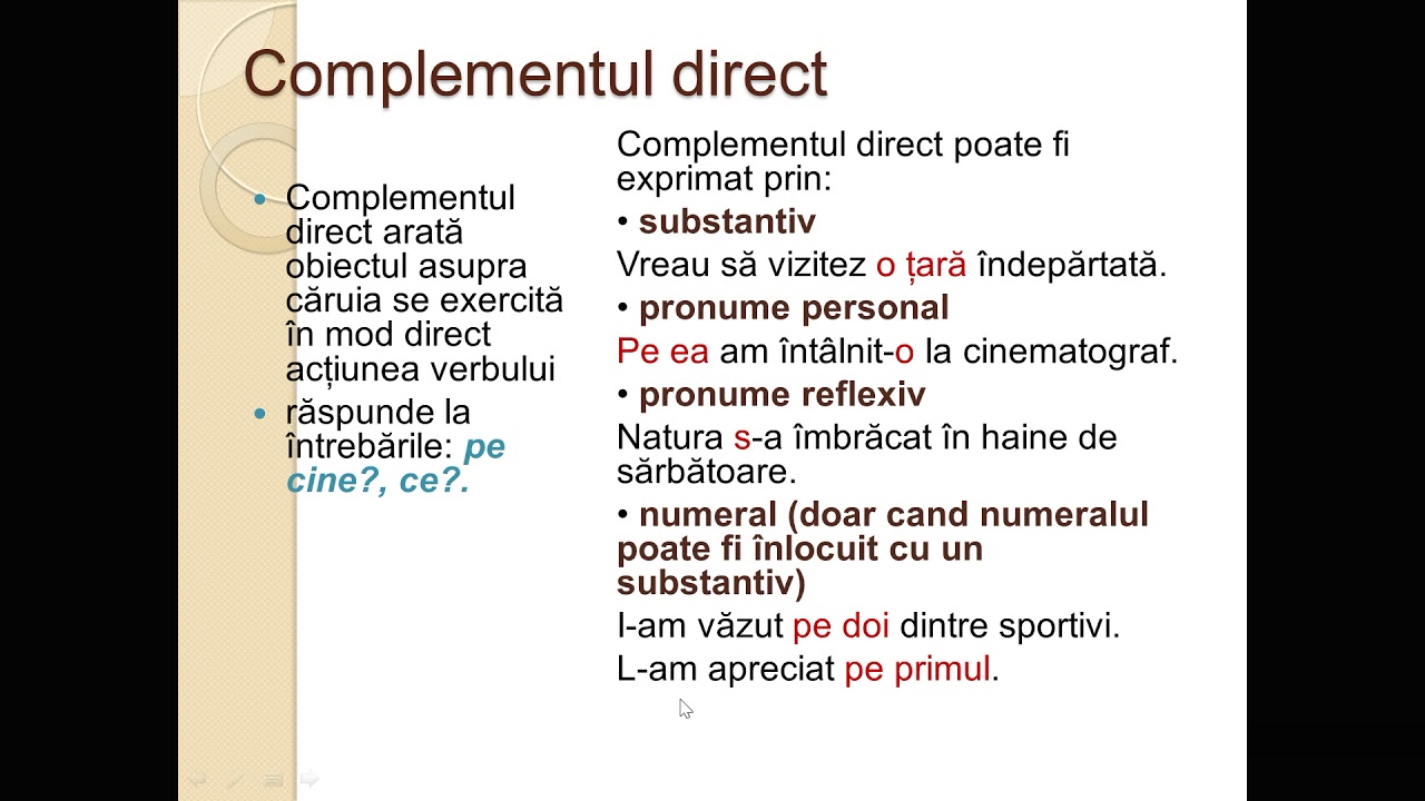 Complementul direct, complementul indirect, complementul prepozi?ional- cl.VI-VII