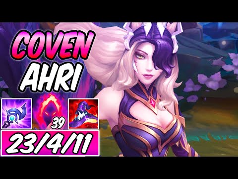 NEW COVEN AHRI VISUAL UPDATE 2023 WITH 39 DARK HARVEST STACKS & RED CHROMA | AHRI MID S+ GAMEPLAY