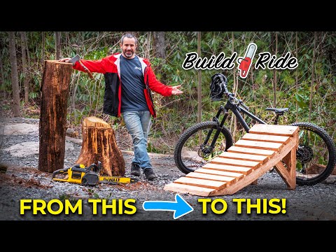 Turning a dead oak tree into a mountain bike jump with a cheap mill
