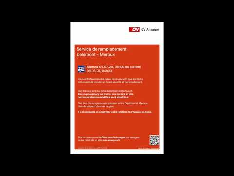 Annonce CFF pour les voyageurs en correspondance à Delémont pour Porrentruy