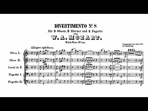 Mozart: Divertimento No. 8 in F major, K. 213 (with Score)