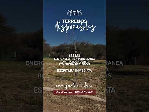 Terrenos en VENTA en Las Chacras, Juana Koslay, San Luis.