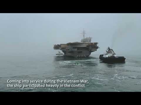 USS Kitty Hawk aircraft carrier sails for the scrapyard