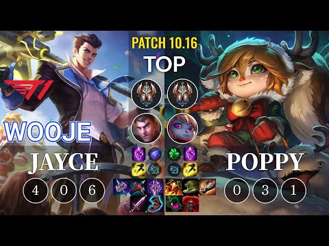 T1 Wooje Jayce vs Poppy Top - KR Patch 10.16