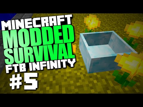 Minecraft Modded Survival #5 "Afrit Taming, Botania Daybloom, Water Wheel Changes" FTB Infinity