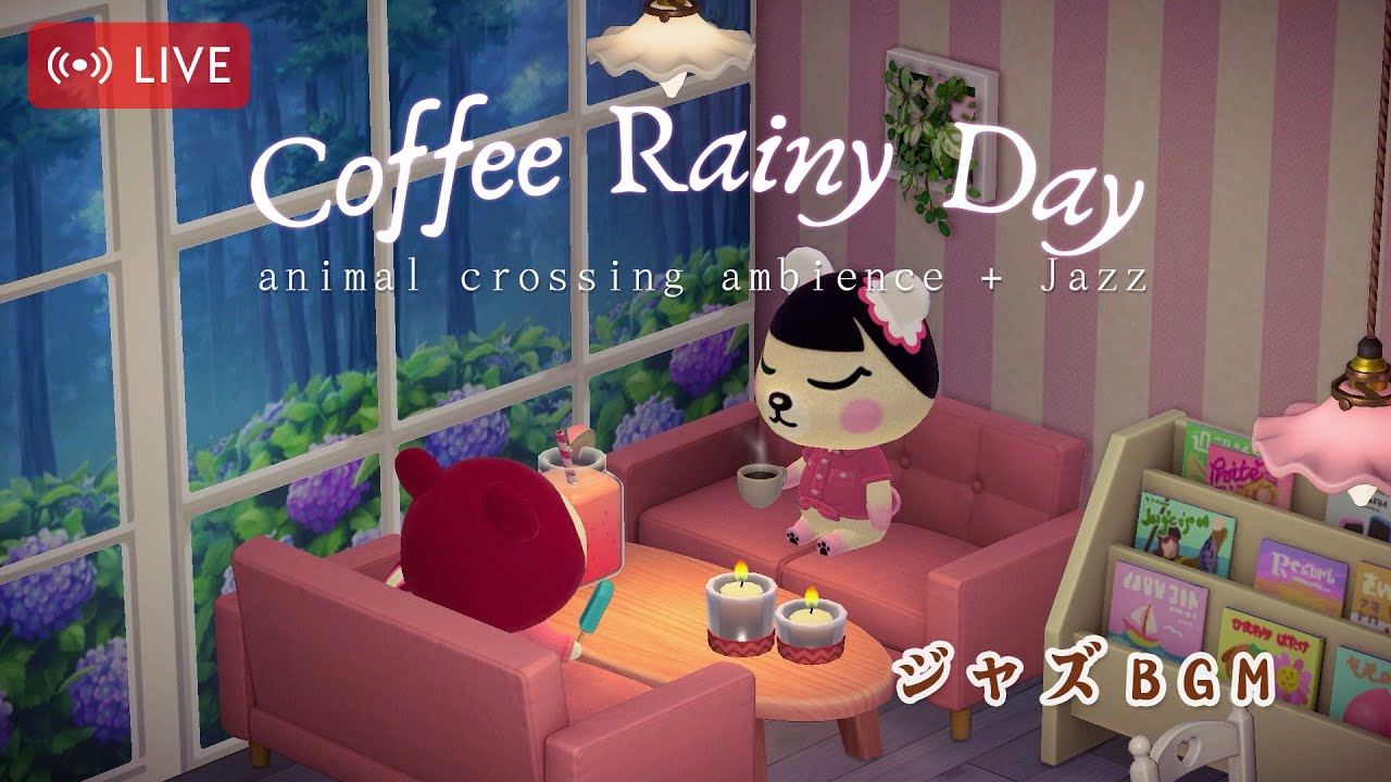 【どうぶつの森 BGM】Rainy Day Café ☕🌧️ 雨の日にぴったりの暖かいカフェ空間｜ACNHの環境音とともに｜Light Jazz + 静かな雨音 ｜Work & Relax に最適 ☕