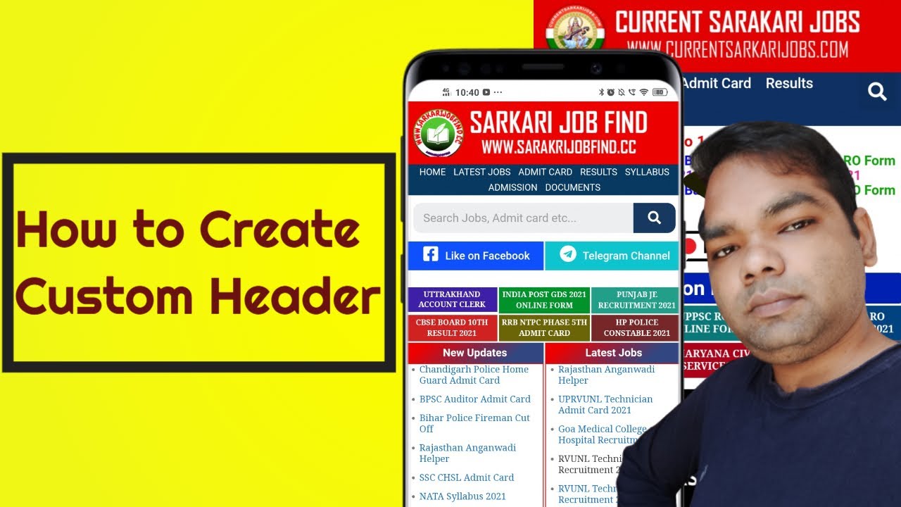 How to Create Custom Header in Sarkari Result Job Website with Elementor Pro. WordPress Plugin.