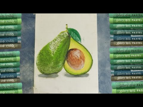 oil pastel hyper realistic avocado🥑 drawing /avocado drawing