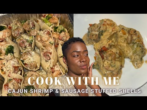 How To Make Cajun SHRIMP & SAUSAGE Alfredo Stuffed Pasta Shells| Quick & Easy Dinner W/ Being Grace