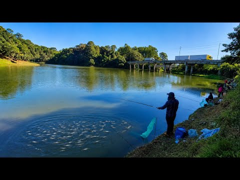 Pescaria de lambari no inverno - represa lotado