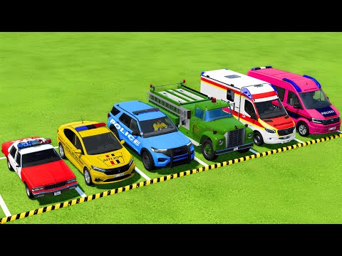 POLICE CARS, FIRE DEPARTMENT, AMBULANCE VEHICLES TRANSPORTING WITH MAN TRUCKS ! Farming Simulator 25
