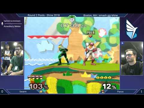 Shine 2018 SSBM - Swarm (Sheik) vs. Panos (C. Falcon) - Melee R2 Pools