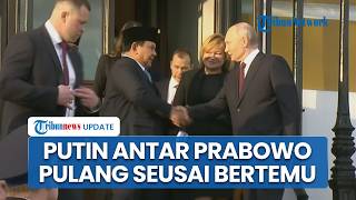 Momen Hangat Prabowo Diantar Pulang Putin seusai Bertemu di Istana Kremlin, Seskab Teddy Beri Hormat