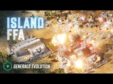4 Player Air Force FFA on Tournament Island - Generals Evolution