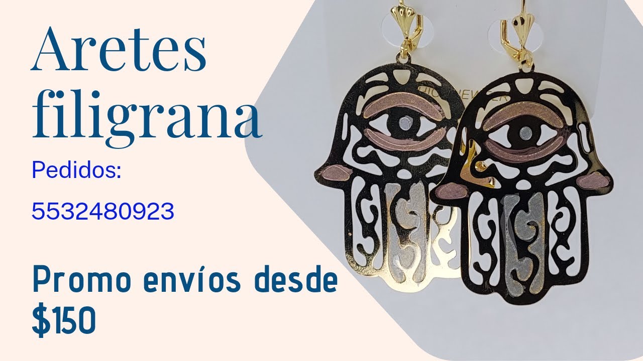 Aretes de filigrana oro laminado florentino, Aretes temáticos y promoción de envios desde $150