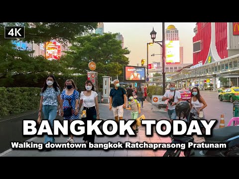 【🇹🇭 4K】Walking downtown bangkok Ratchaprasong Pratunam Areas - April 2022