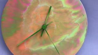 Glow in the Dark Clock - Resin over Acrylic Neon Pour - Rainbow Sherbet Adding Clockworks