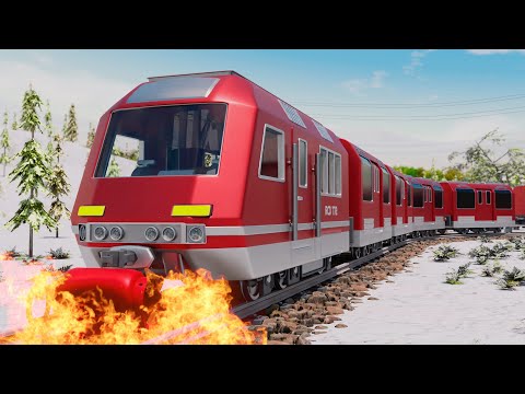 Lego thief tries to crash the TRAINS - Train Rescue - Choo choo train kids videos