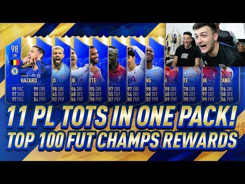 11 TOTS PLAYERS IN 1 PACK! 30-0 TOP 100 FUT CHAMPS REWARDS! MY BEST FIFA 19 PACK OPENING!!