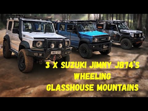 3 x JB74 Suzuki Jimny’s wheeling Glasshouse Mountains