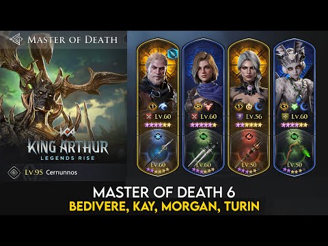 Master of Death 6 vs Bedivere, Kay, Morgan, Turin | King Arthur Legends Rise Guide