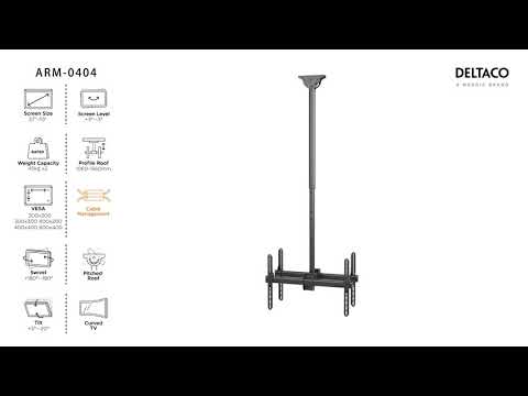 Teleskopinis LED / LCD lubinis laikiklis DELTACO OFFICE 37-70 ", 1060 - 1560 mm, juodas / ARM-0404 video