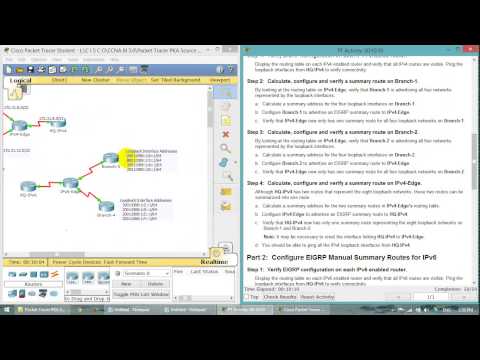 CCNA3 8.1.2.5 Packet Tracer   Configuring EIGRP Manual Summary Routes for IPv4 and IPv6