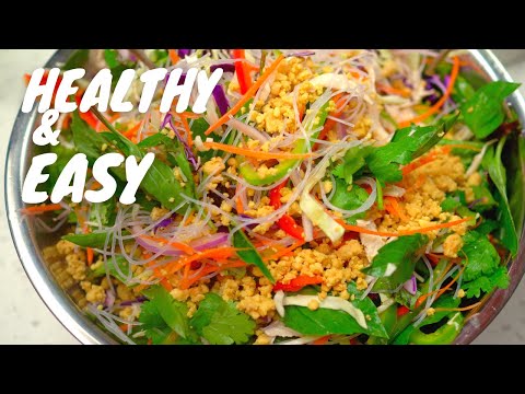 ASIAN GLASS NOODLE SALAD WITH MIXED VEGGIES | Nyoum | ញាំ