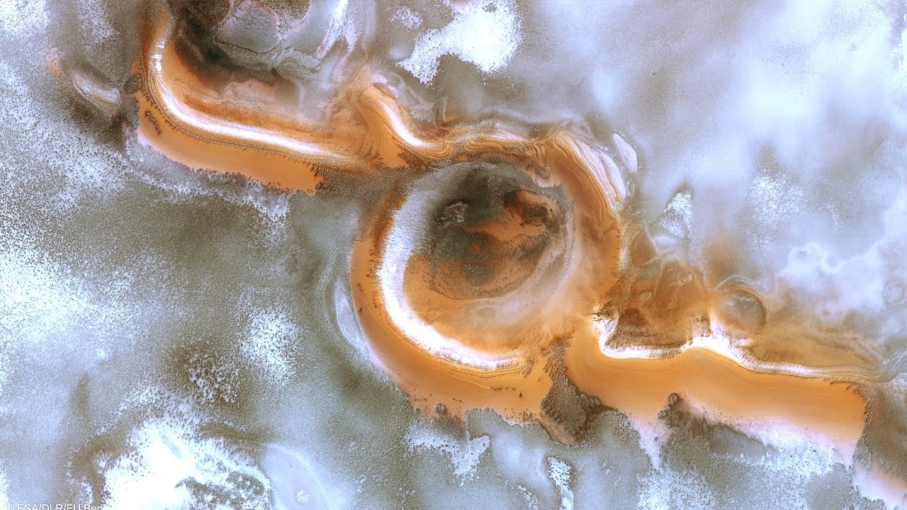DUNAS Y HIELO DE AGUA EN EL POLO SUR DE MARTE