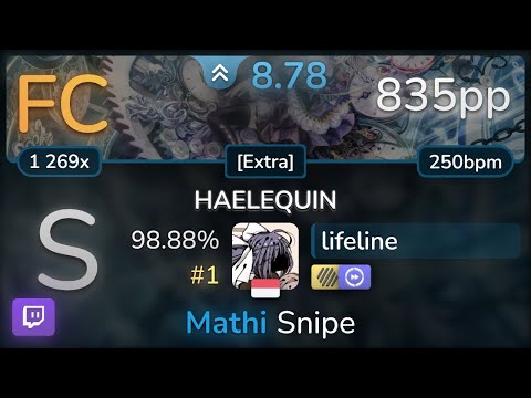 🔴 8.8⭐ lifeline | orangentle - HAELEQUIN [Extra] +HDDT 98.88% (#1 835pp FC) - osu!